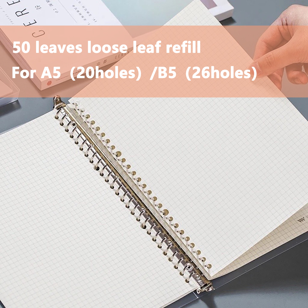 PAE A5（20holes）/B5（26holes）50 leaves Loose leaf refill for binder