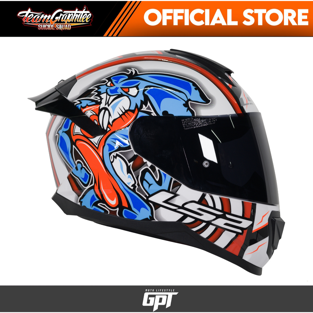 LS2 HELMETS FF802 CRAZY RABBIT CRAWHRBL Single Visor (w/ EXTRA VISOR ...