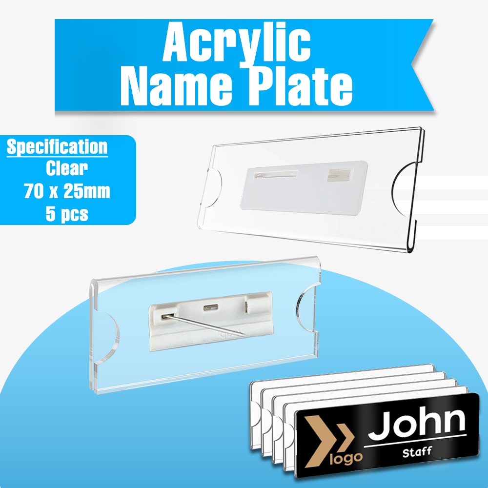 70x25mm Insertable Blank Acrylic Name Plate Photo Insert Nameplate 5pcs ...