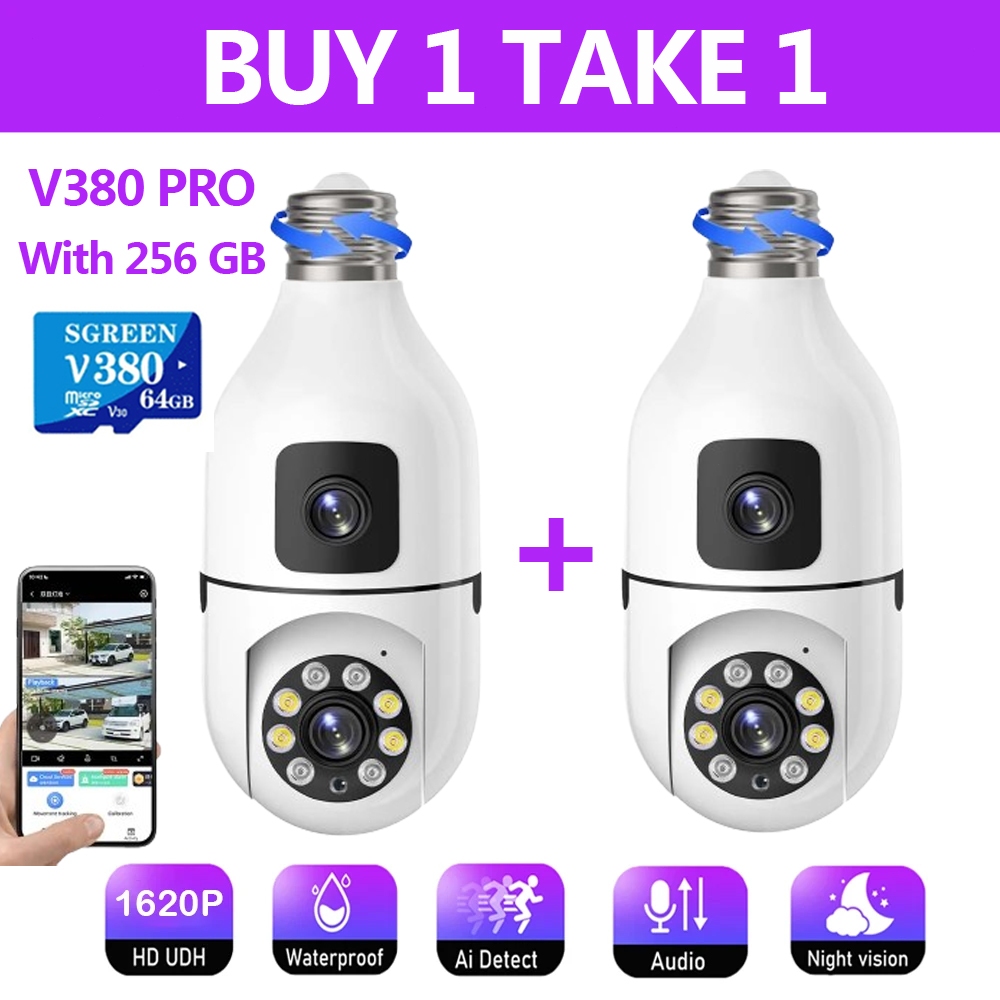 V380 Pro CCTV Bulb Dual 5G Lenses Camera Connect Cellphone HD Picture ...