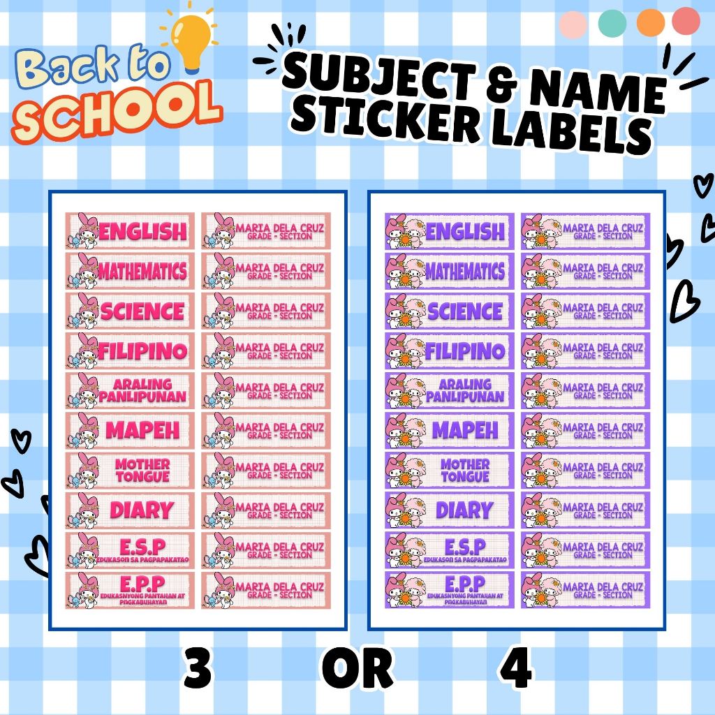 Subject Labels - Name & Section Labels - Personalized - Easy Peel ...