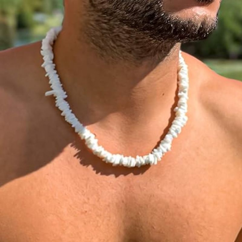 FASACCO Puka Shell Necklace & Bracelet Set - Genuine White Seashell Beach Jewelry
