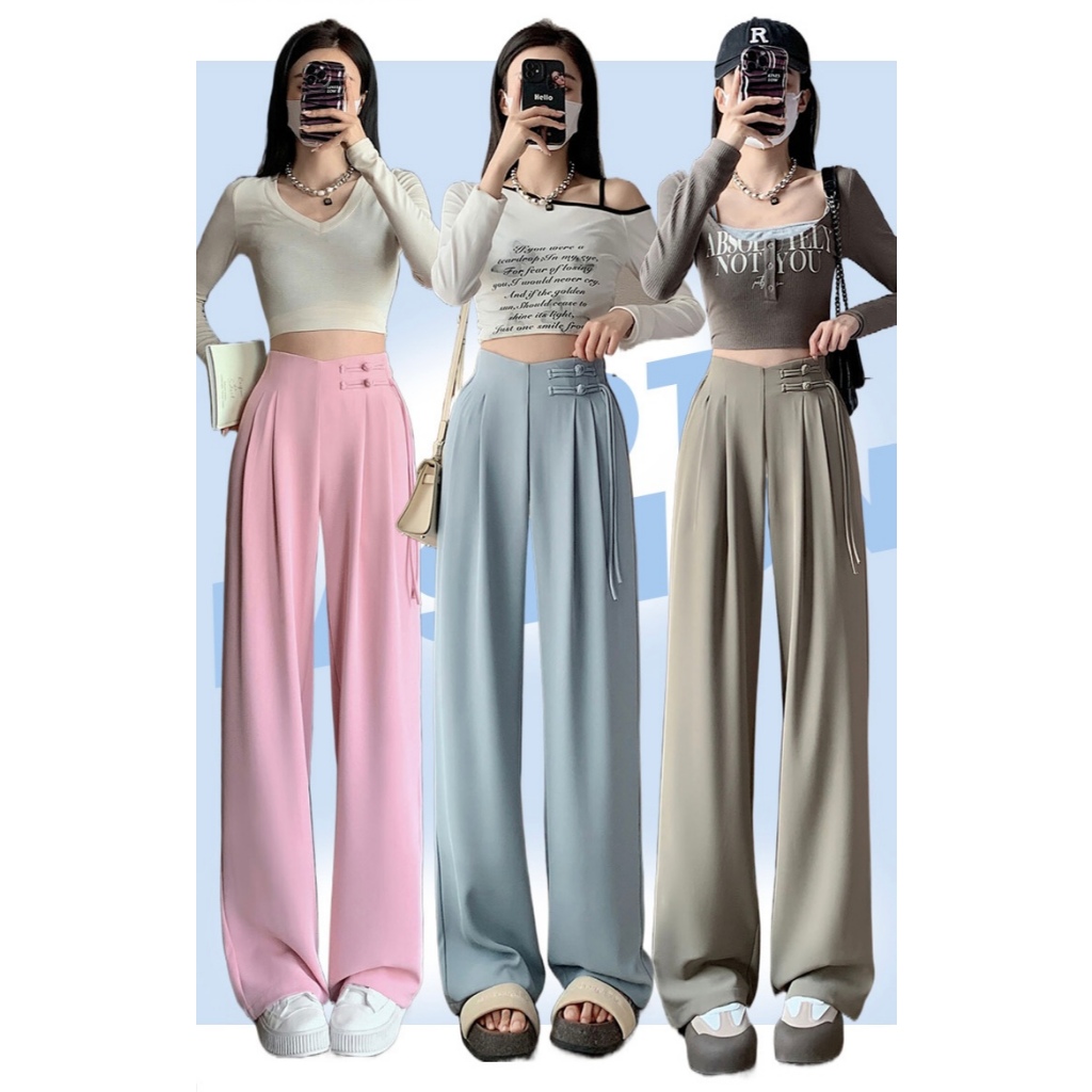 Korean Trends Women's Fashion Casual Attire High Waisted Poly-cotton ...