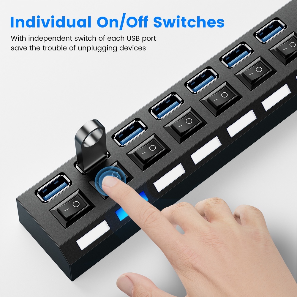 4 Port Usb Hub 2.0 With Power Switch With Power on off Switch For PC ...