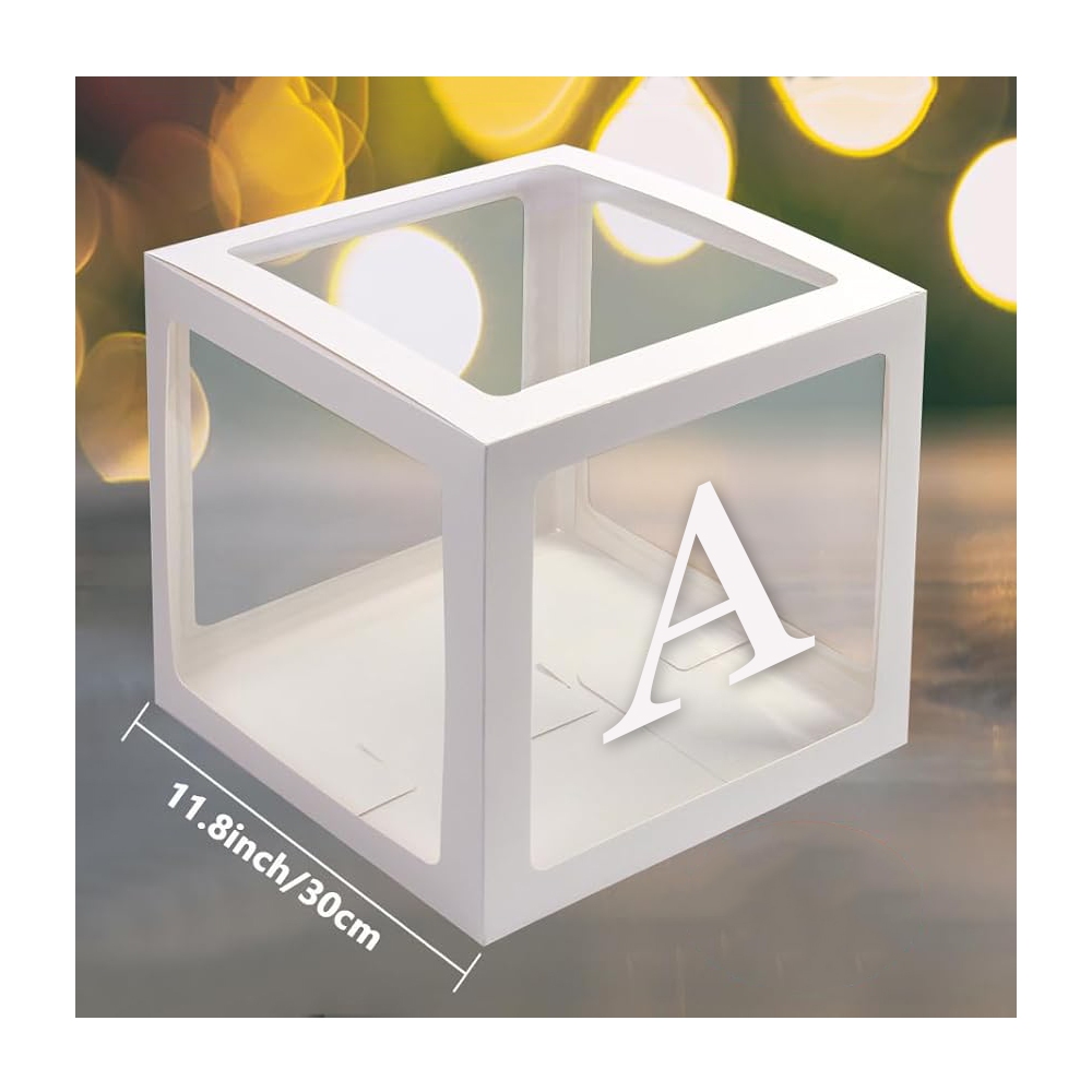 Balloons Box Birthday Name Box 1st Year Old Decoration Set Transparent ...