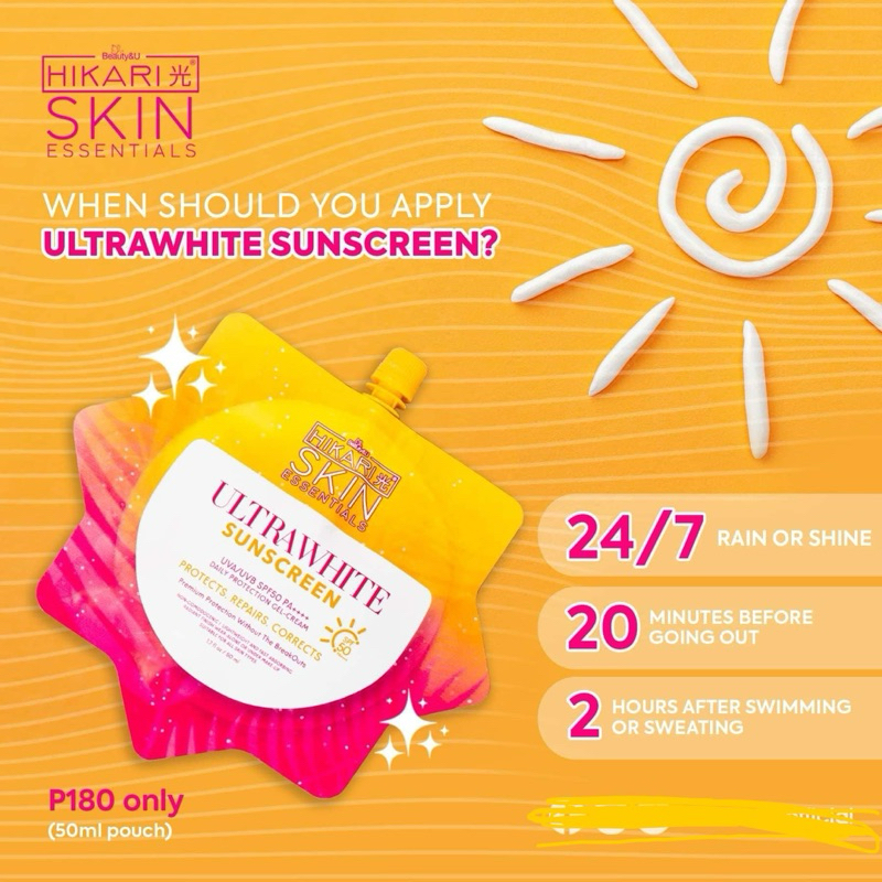 HIKARI SKIN Ultrawhite SUNSCREEN SPF50 - ONHAND | Shopee Philippines