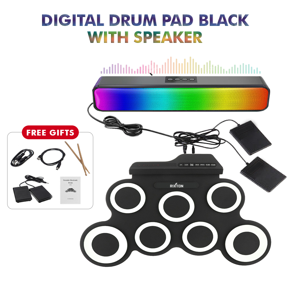 Drum Set VEVOR Kids Electronic 7-Pad Roll-Up Kit With Pedals