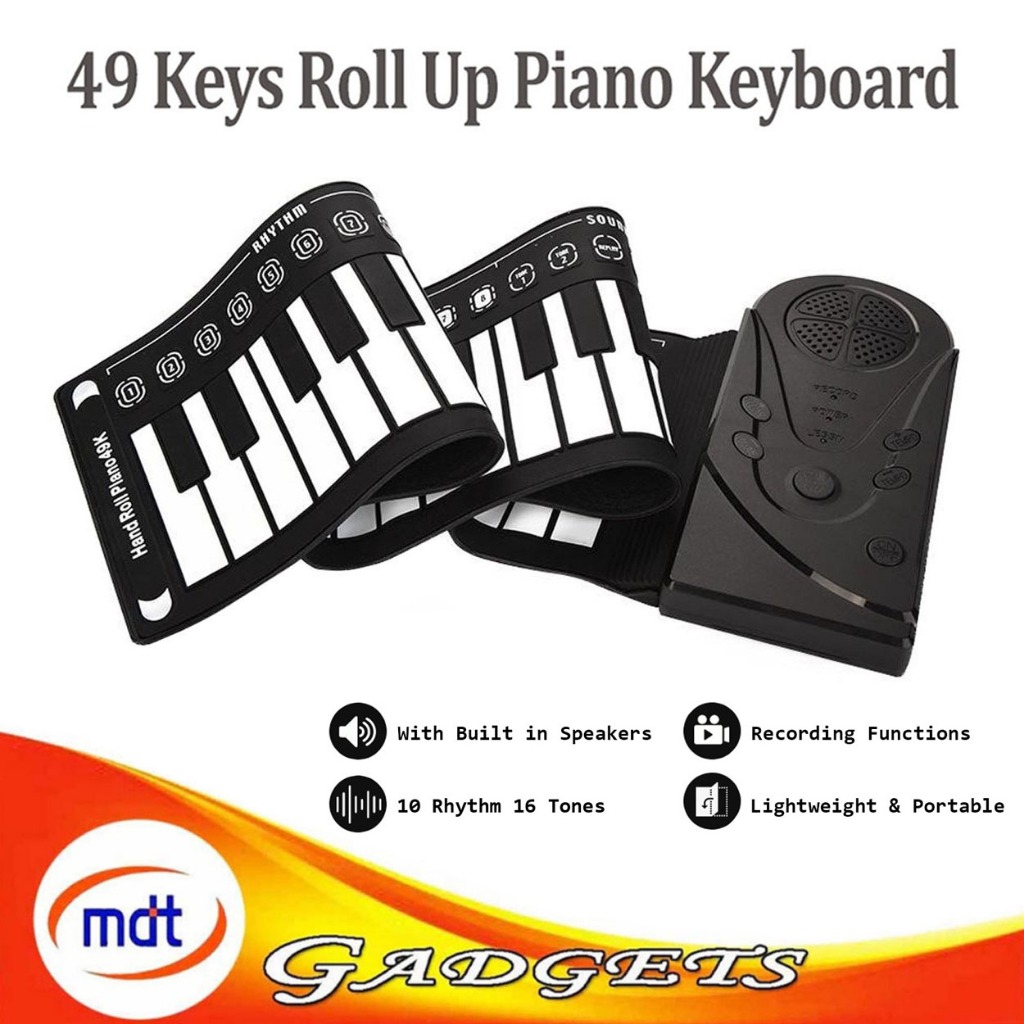 Foldable Hand Roll Piano 49 Key Silicone Rubber Electronic Keyboard ...