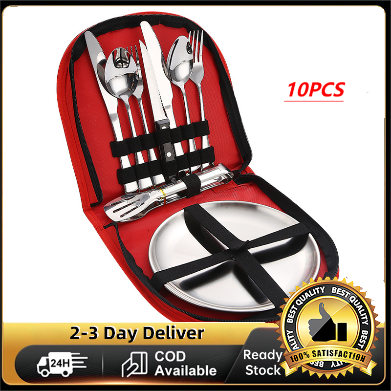 Stainless Steel Outdoor Portable Tableware Set Camping Cutlery Set With ...