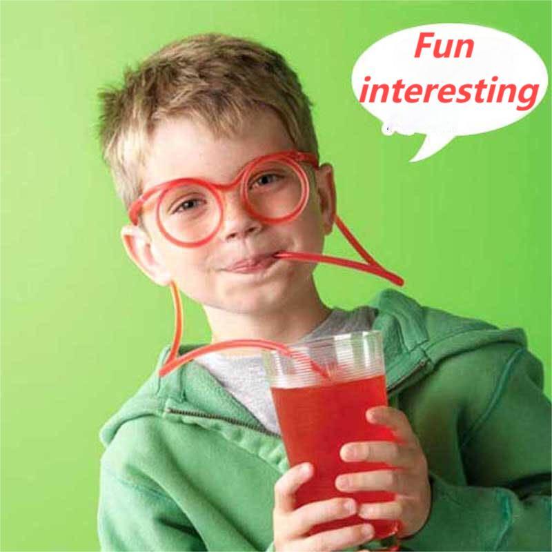 Kids Plastic Fun Glasses Straw Party Atmosphere Supplies #TB011 ...