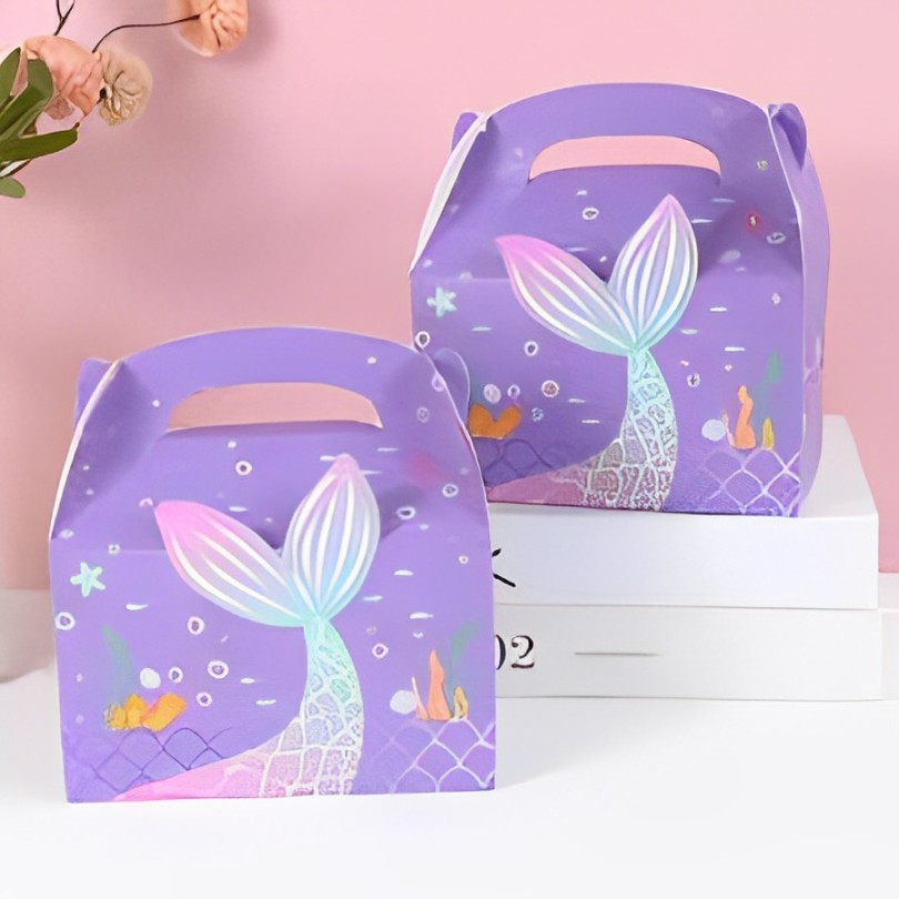 Mermaid Tail Theme Candy Gift Boxes DIY Folding Candy Box for Baby ...