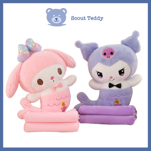 Kuromi and My Melody Blanket and Pillow Dual Purpose- 50cm; Miniso ...