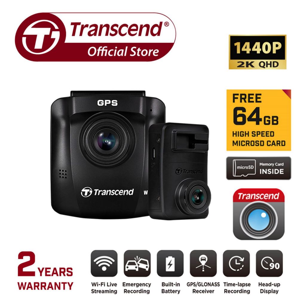 Transcend Drivepro Dual Camera Dashcam With Front And Rear Cameras