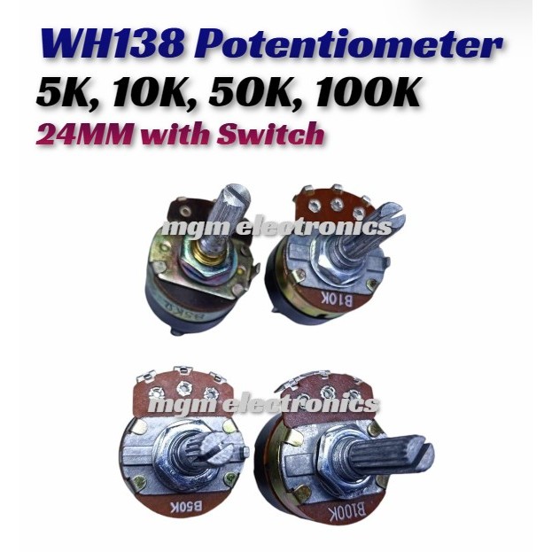 1PC. WH138 Potentiometer 5K 10K 50K 100K with switch | Shopee Philippines