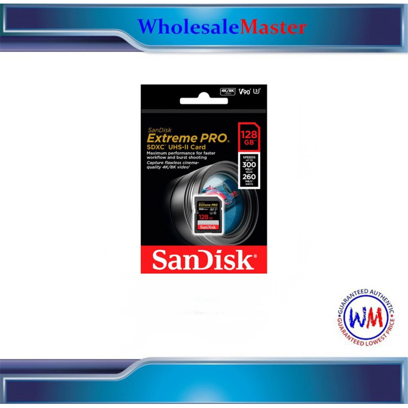SanDisk Extreme Pro 128GB SD Card - UHS-I U3 V30 For Canon Cameras With Card Reader