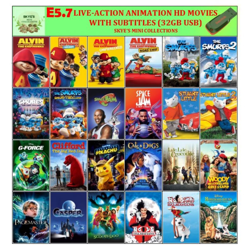 SanDisk E5.7 - 32GB USB Flash Drive with 24 Animation HD Movies ...