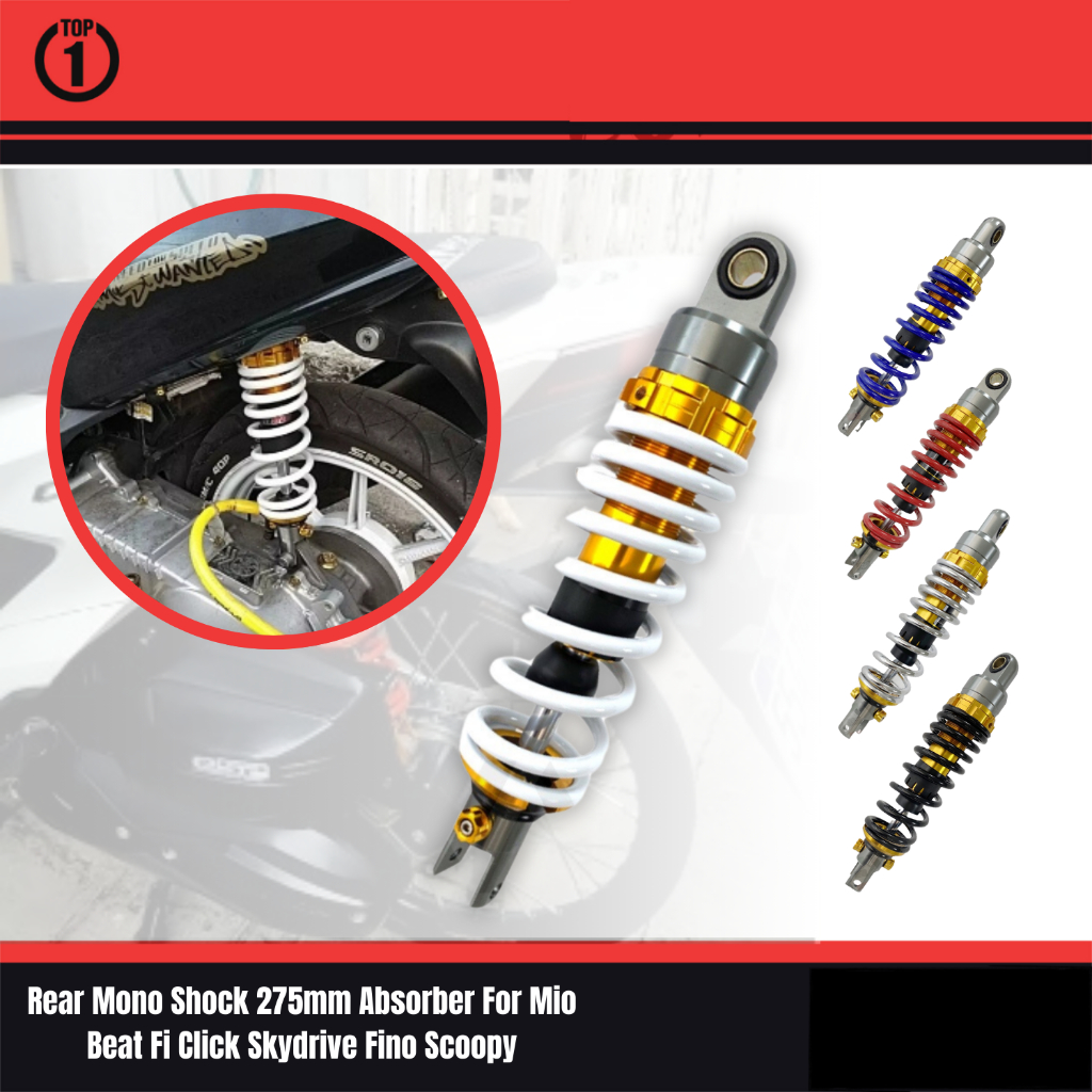 Top1 Motors Rear Mono Shock Absorber 275mm For Mio Click Beat FI ...