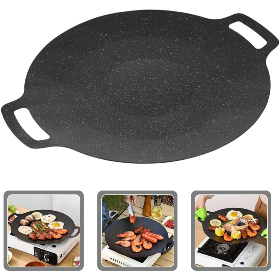 Korean BBQ Non Stick Grill Pan, Nonstick Induction Stove Top Grill Plate, Kitchen Korean BBQ Grill Non Stick Grilling Pan Thermal Insulation For Both Home And Outdoor