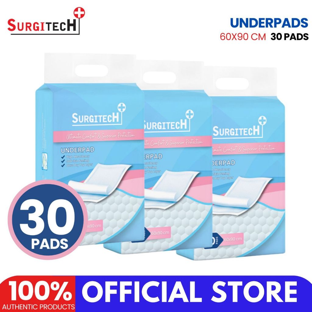 Surgitech Underpads 60x90cm (3 PACKS, 5PACKS, 10 PACKS) | Shopee ...