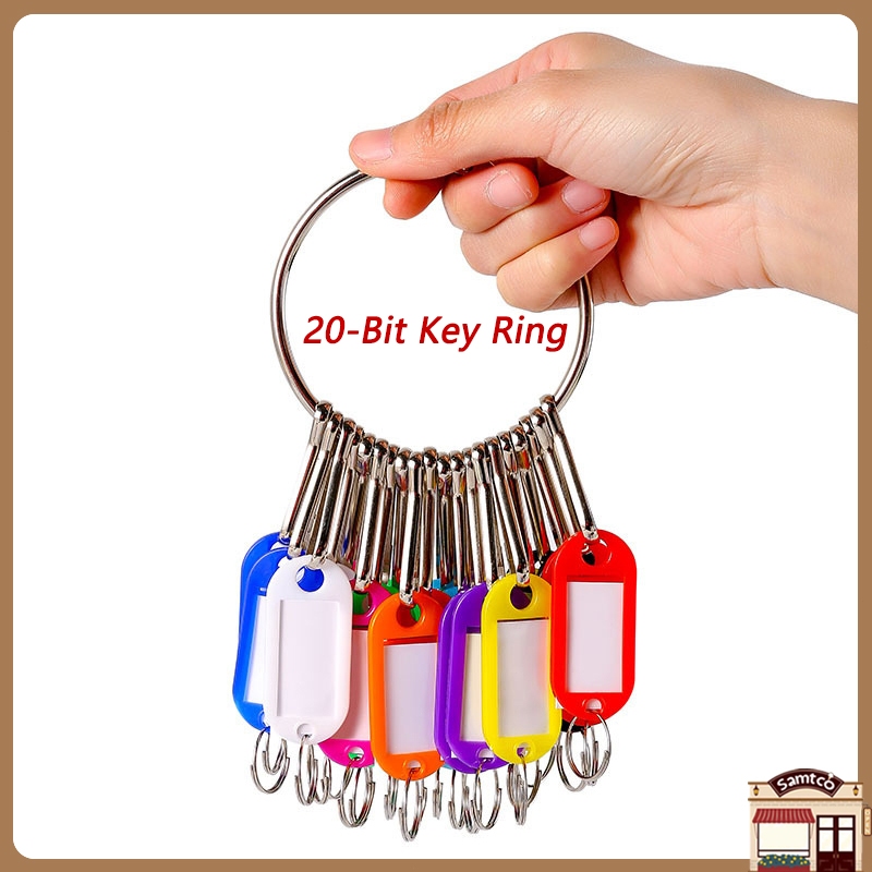 Portable Metal Ring Key Organizer with 20 Spring Hooks Key Tags Easy to