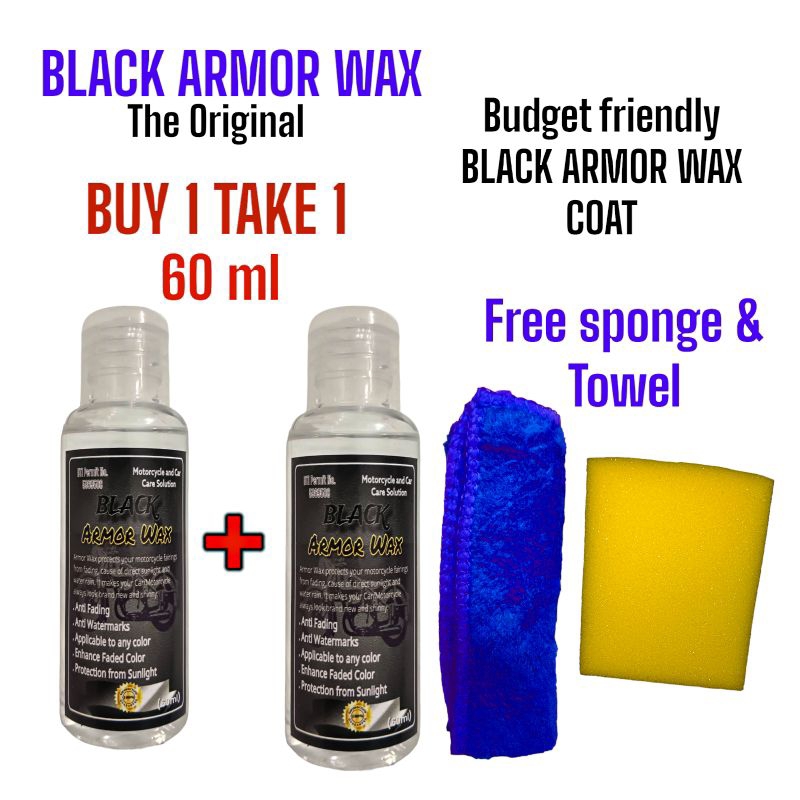 BLACK ARMOR WAX COAT BUY 1 TAKE 1 ORIGINAL comes with Sponge and ...