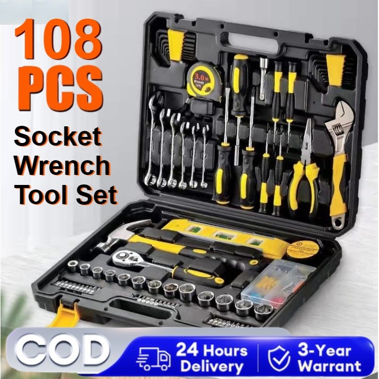 Multifunctional Toolbox Set 108/36pcs Manual Wrench Socket Hardware ...