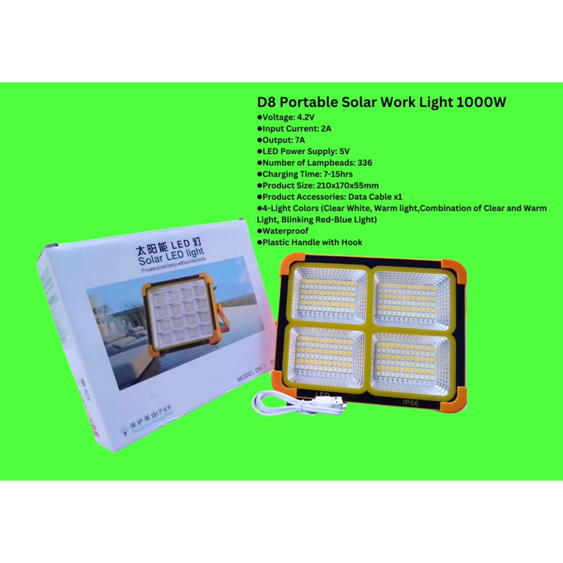 {Ready Stock} LED Portable Solar Work Light Lamp 100W, 200W, 1000W ...