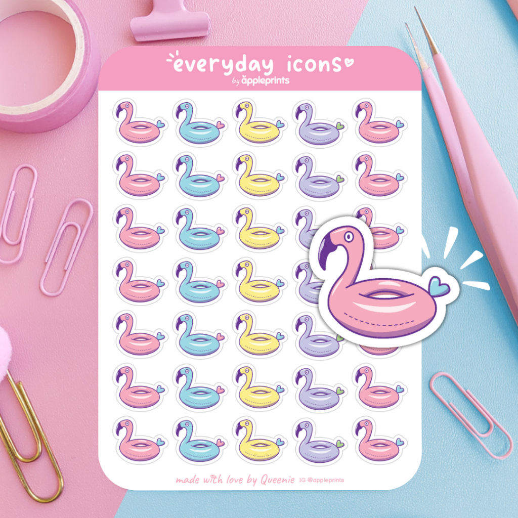 Pink Flamingo Floatie, Summer Swimming Activities Matte BuJo Planner ...