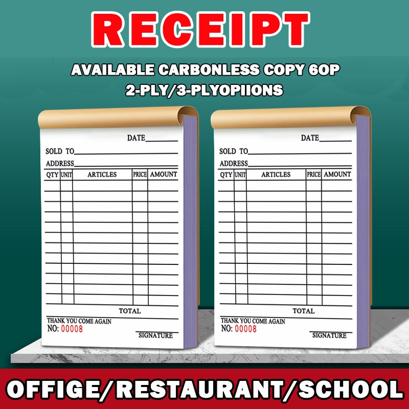 2/3 Copy Receipt Resibo With Carbon Receipt For business Temporary ...