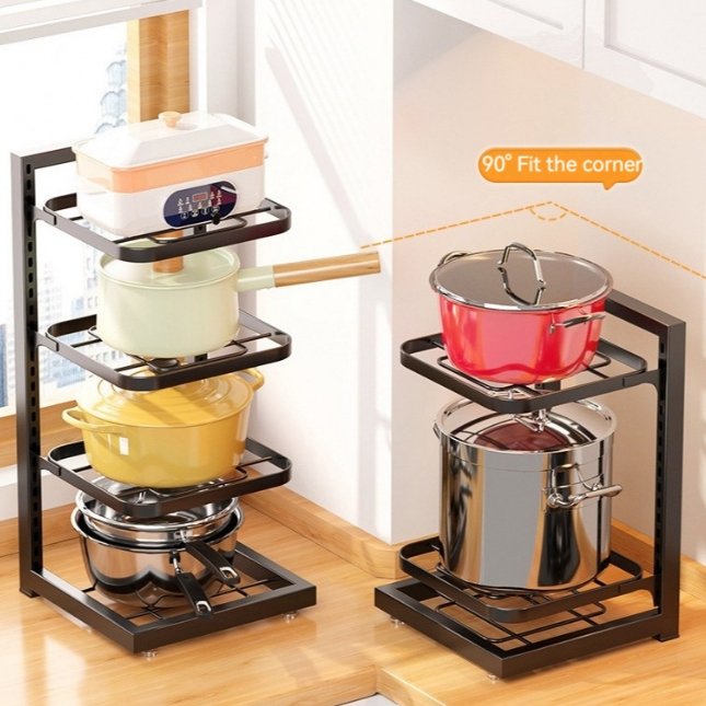 POT RACK 3-5 Tiers Adjustable Pot and Pan Rack Organizer Rak Bawah ...