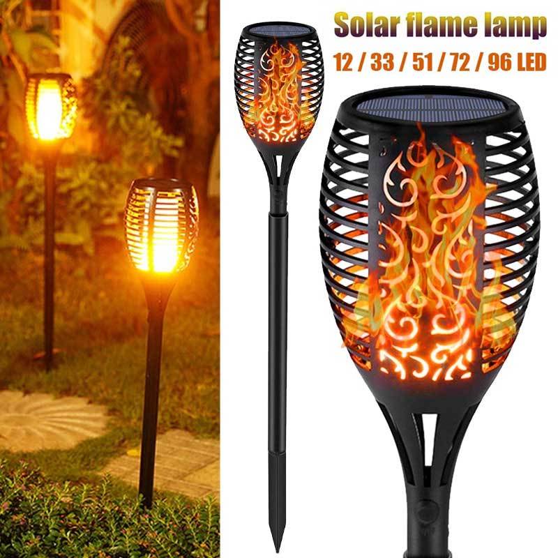 96LED Solar Flame Light Outdoor Waterproof Decor Light Auto On/Off ...