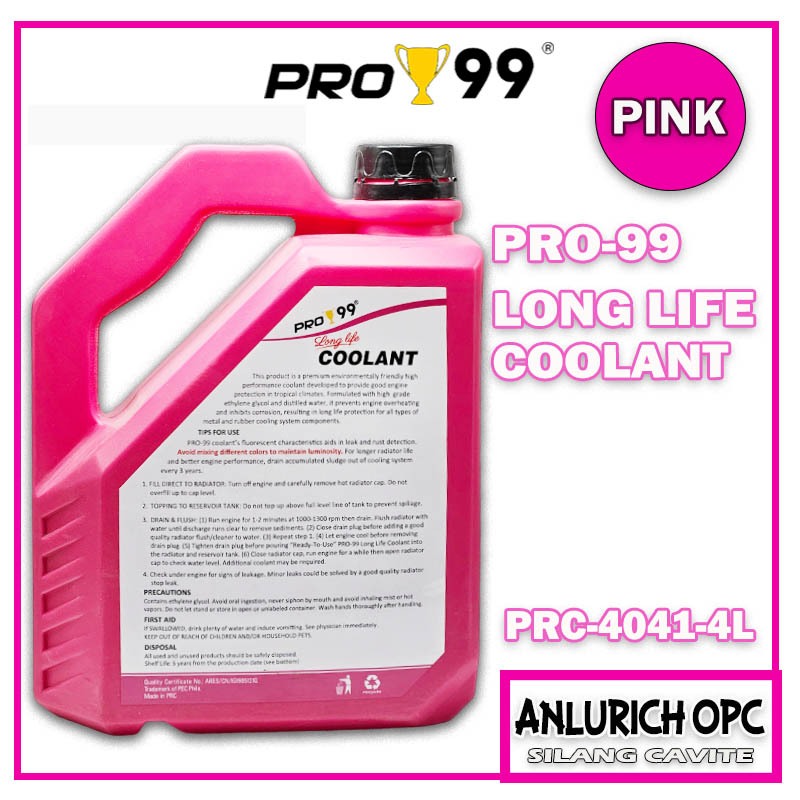 PRO99 LONG LIFE COOLANT PINK 4 LITERS PRC-4041-4L | Shopee Philippines