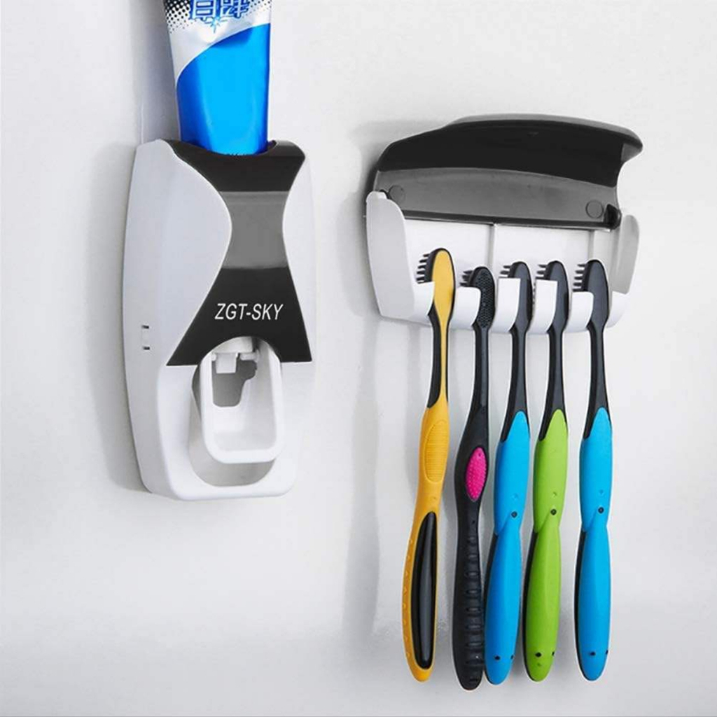 Bathroom Wall Mounted 5 Slot Toothbrush Holder Dispenser Automatic ...