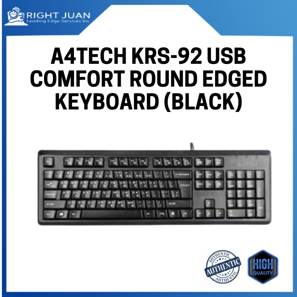 A4TECH KRS-92 USB COMFORT ROUND EDGED KEYBOARD (BLACK) | Shopee Philippines