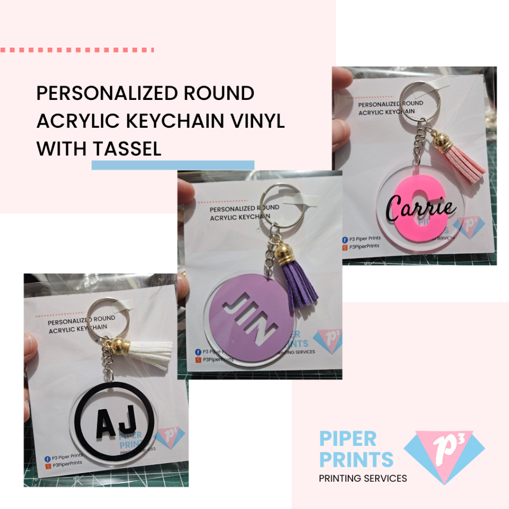 Personalized Round Acrylic Keychain Vinyl with Tassel | Shopee Philippines