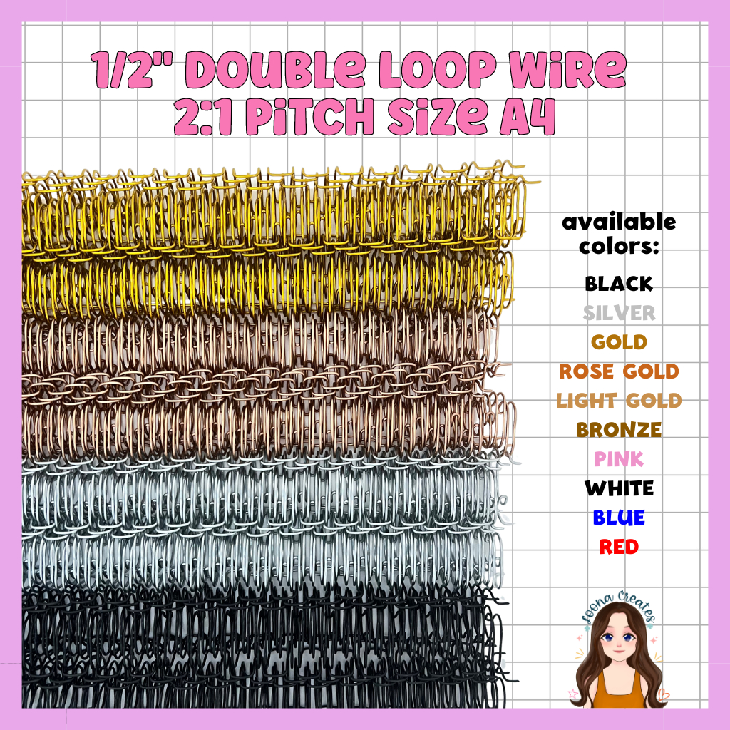 1/2" Double Loop Binding Wires For Cinch 2:1 Pitch, A4 Size 23 Loops ...