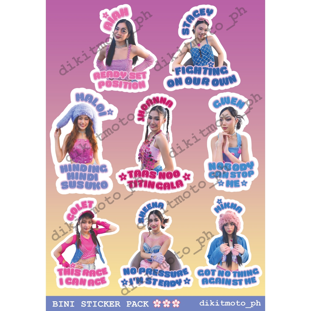[dikitmoto] BINI STICKER PACK #2 Waterproof Vinyl Sticker Aiah Colet ...