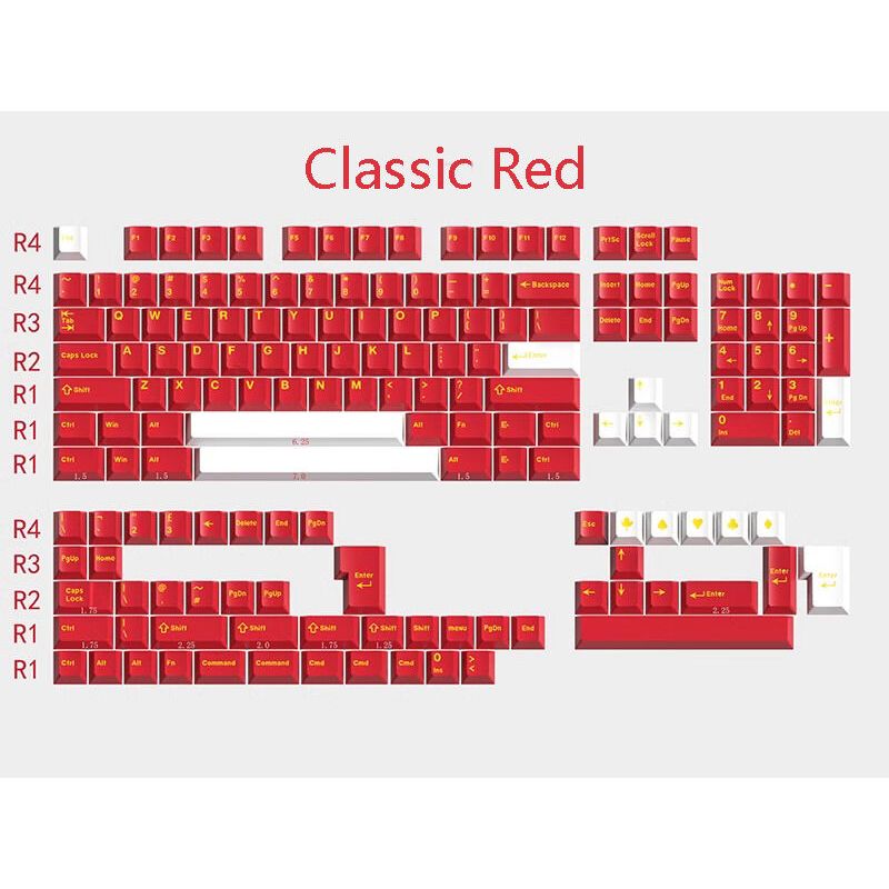 Classic Red 163 Keys ABS Doubleshot Cherry Profile Keycaps Set for ...