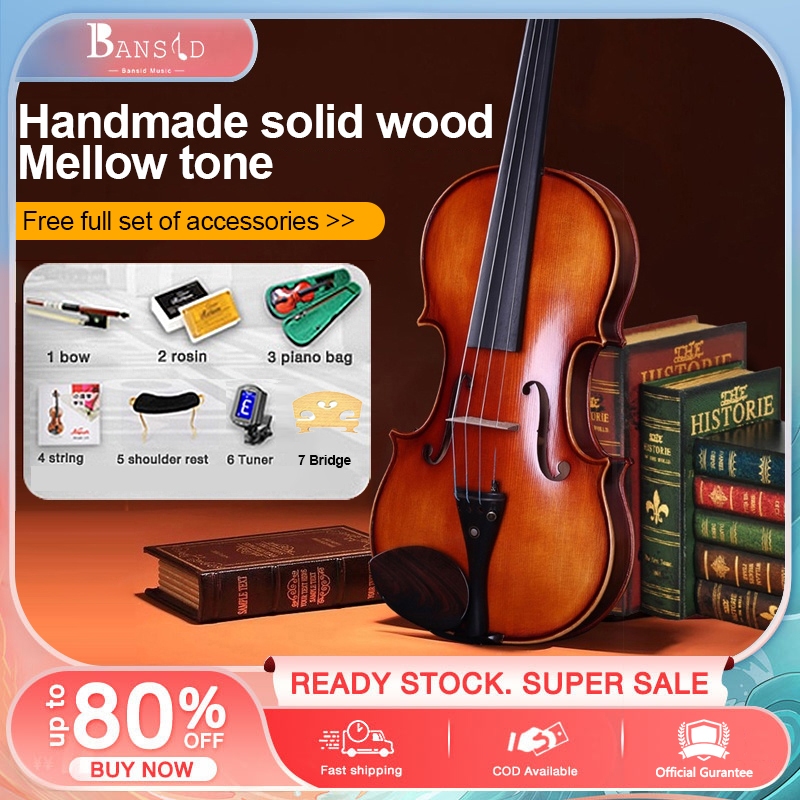#COD Bansid Music Professional violin 4/4 full set of rosin violin with ...