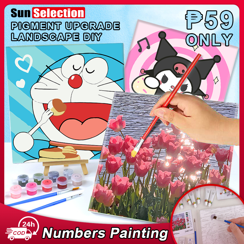 New DIY Digital Oil Paint By Numbers 20x20cm Canvas Frame Number ...