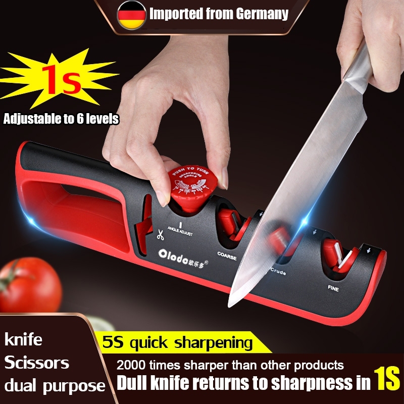 4In1 Kitchen Knife Sharpener stone Diamond Coated Fine Rod Scissors and ...