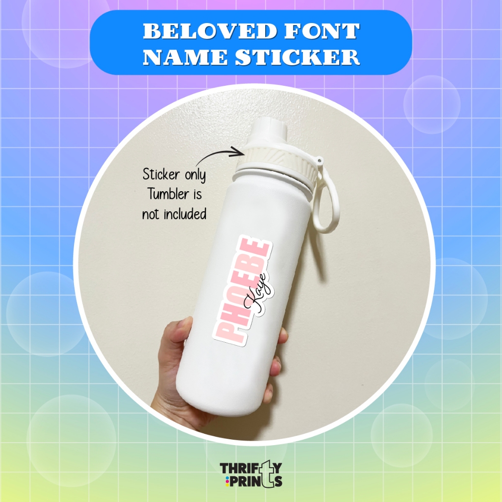 BELOVED FONT NAME STICKER | Personalized Name Sticker, Waterproof Vinyl ...