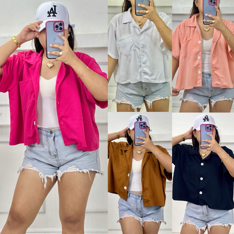 CLASSIC POLO CROP TOP with SIDE POCKET PLUS SIZE XL-3XL BY ...