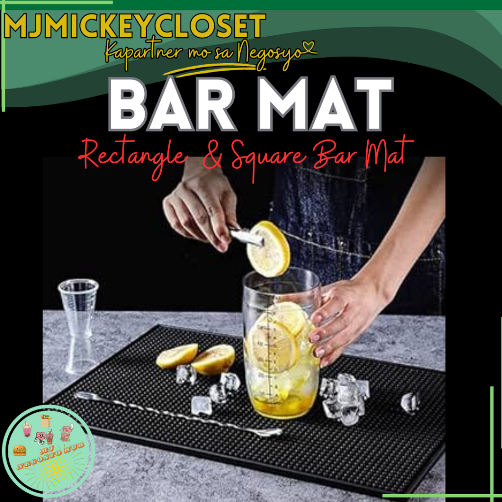 Black Bar Mat Rubber Bar Mat Cafe Service Spiil Mats Drink Cocktail ...