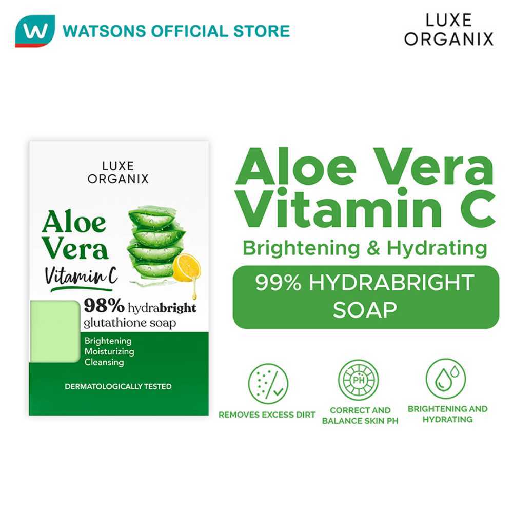 LUXE ORGANIX 98% Aloe Vera Vitamin C Hydrabright Glutathione Soap 135g