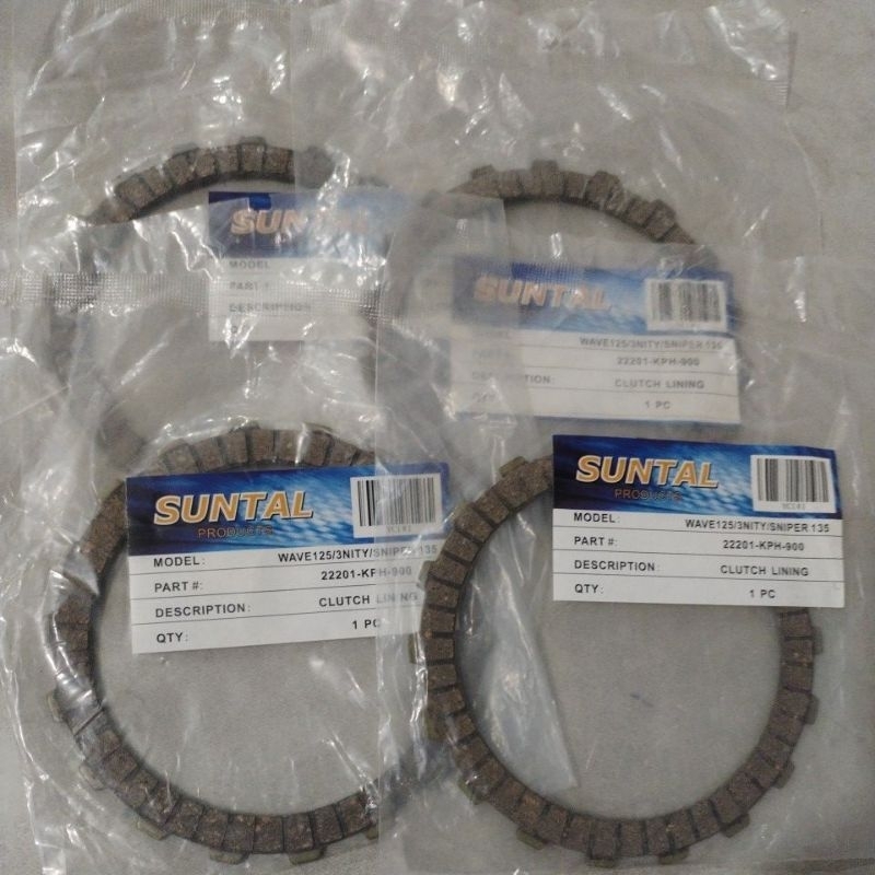 SUNTAL BRAND CLUTCH LINING for WAVE125/XRM125/3NITY/SNIPER 135 SET 4PCS ...