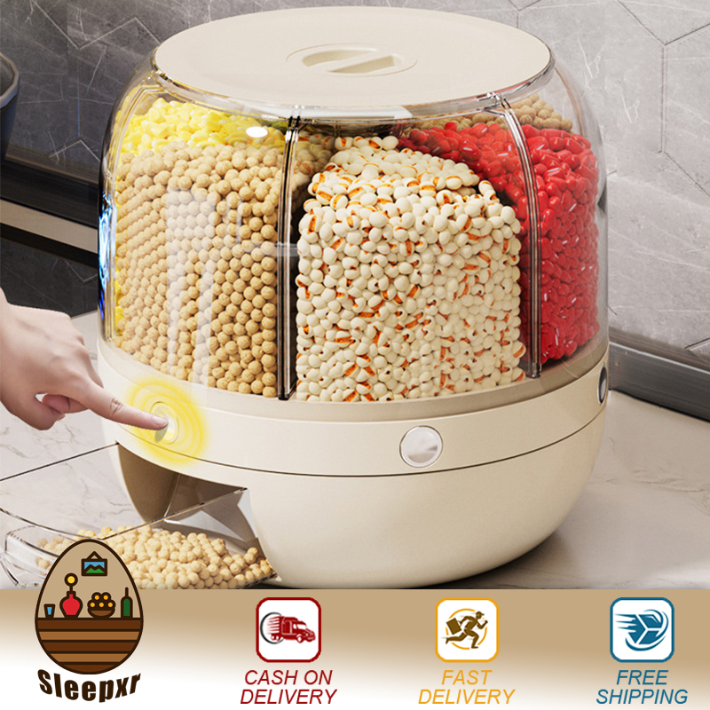 6KG Kitchen Rice Dispenser Large Capacity Rotating Grain Rice Storage ...