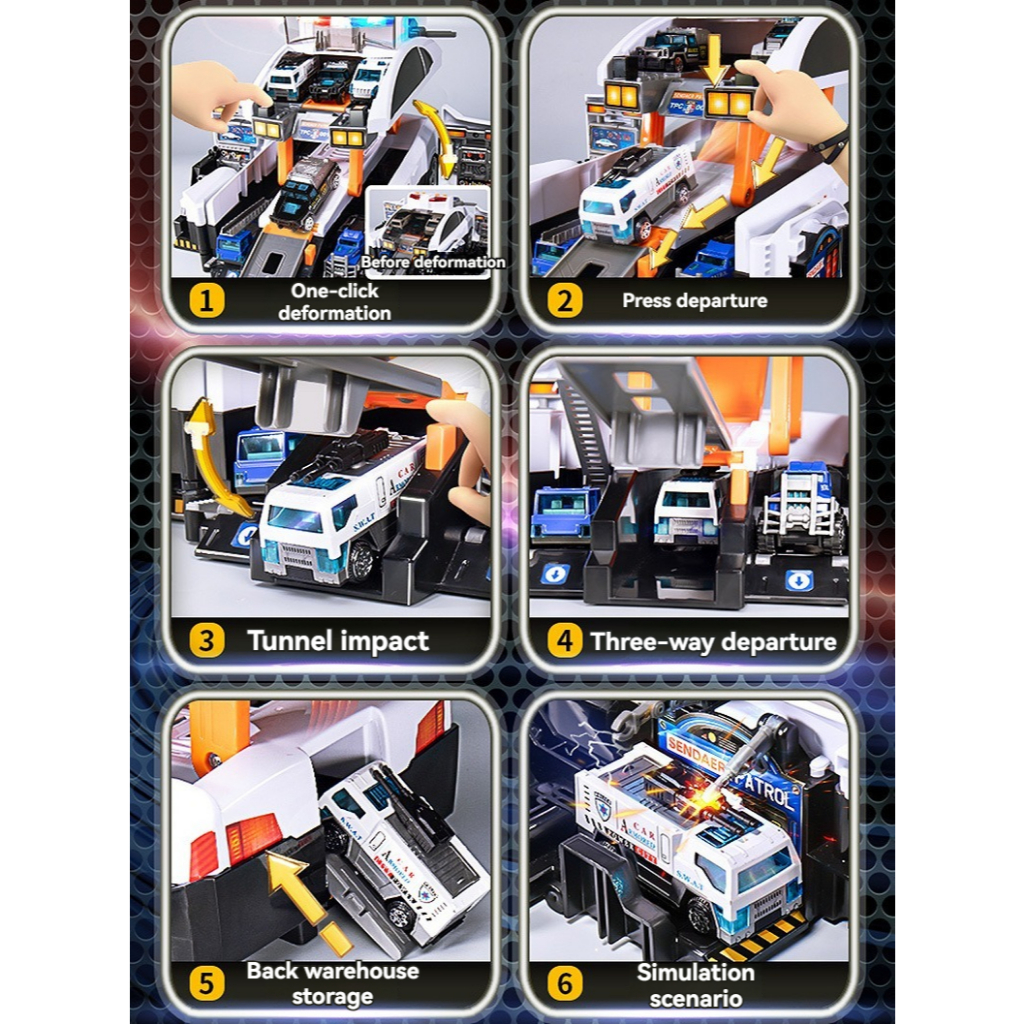 Racing Track Play Set For Kids 12pcs Transformation Police Car ...