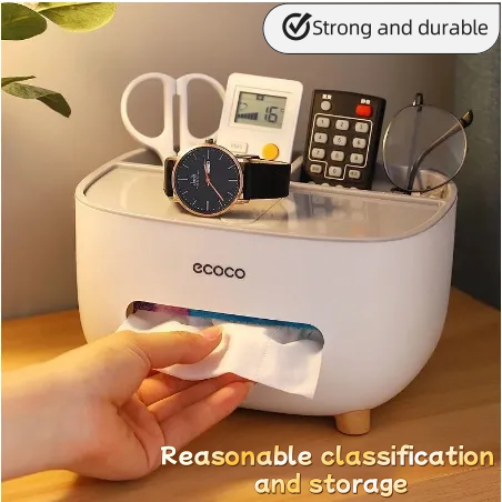 Ecoco Tissue Box Desktop Kitchen Napkin Storage Container Living Room ...