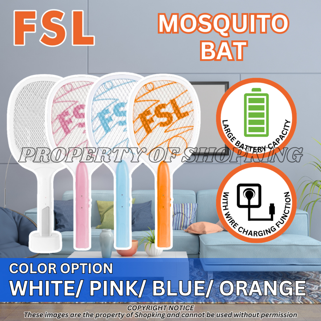 FSL Fast Rechargeable Electric Mosquito Killer Bat / Hitting Swatter ...